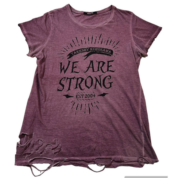 Takeshy Kurosawa Washed Grunge Rip Distressed T Shirt M Graphic We Are Strong - Picture 1 of 12
